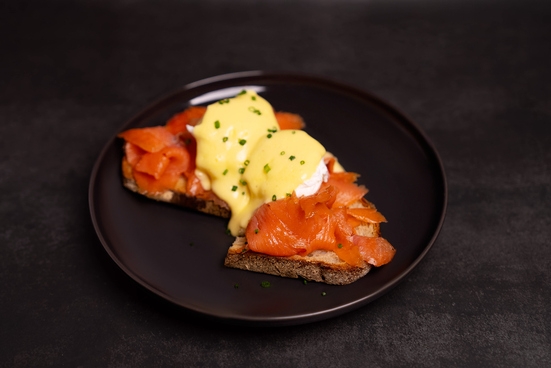 Eggs Benedict With Cold Smoked Salmon.